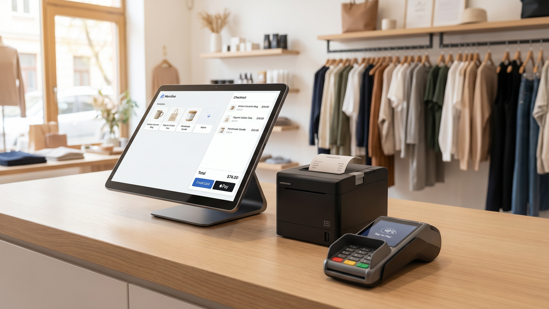 Point of sale checkout with product scanning and payment